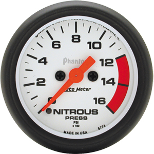 Auto Meter Phantom Series, 2-1/16" Electric Nitrous Pressure (0-1600PSI)