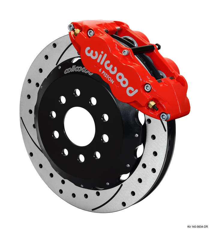 98-02 Fbody Wilwood 14.00" Superlite 6R Big Brake Front Brake Kit (Hat) w/Drilled & Slotted Rotors & Red Calipers