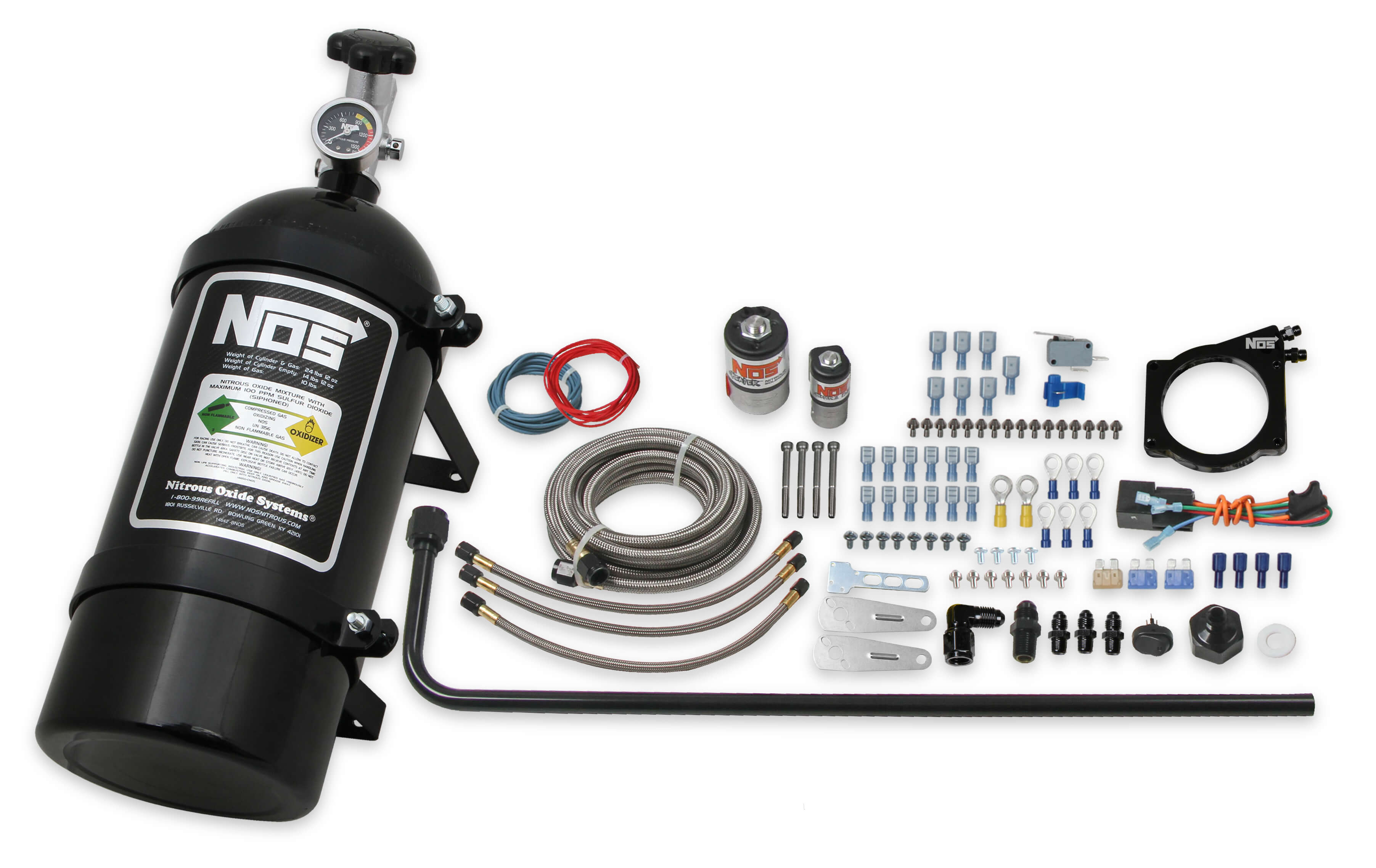 GM LS NOS 90mm Wet Nitrous System with 4-Bolt Cable Throttle Body - Black