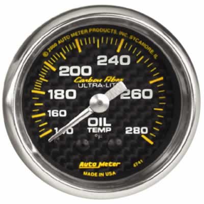 Auto Meter Carbon Fiber Mechanical Oil Temperature 140?F-280?F
