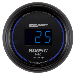 Autometer Digital Series 2 1/16" Vacuum/Boost Gauge (30 In Hg.-Vac./30 PSI) - Black w/Blue Display
