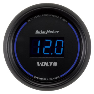 Autometer Digital Series 2 1/16" Voltmeter Gauge (8-18 Volts) - Black w/Blue Display