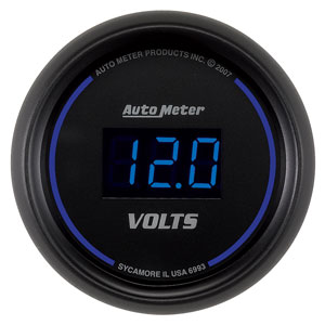 Autometer Digital Series 2 1/16" Voltmeter Gauge (8-18 Volts) - Black w/Blue Display